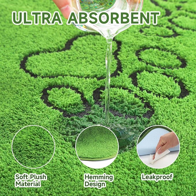 Homimp Washable Pee Pads for Dogs, 2 Pack Super Absorbent Reusable Puppy Pads,Green Long Wool Fake Grass for Potty Training, Upgrade Non-Slip and Leak-Proof,Floor,Couch,Bed and Crate,Green 45"×48"