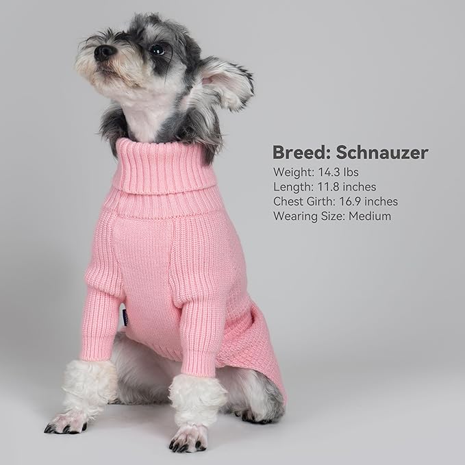 cyeollo Dog Sweater Knitwear Turtleneck Soft Knitwear Pullover Sweaters with Long Sleeves Warm Dog Clothes for Large Dogs,Pink, XXXL
