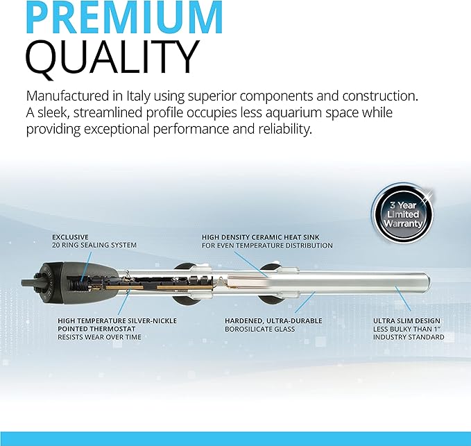 Fluval M 50-Watt Submersible Aquarium Heater – Compact, Reliable Heating with Mirror Technology for Fresh & Saltwater Tanks Up to 15 Gallons