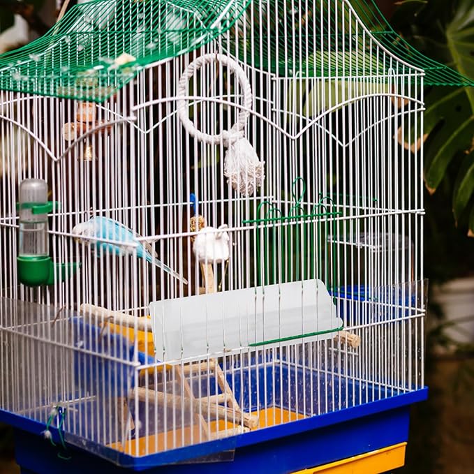FRCOLOR Automatic Hanging Bird Feeder 2pcs Anti-Splash Parrot Food Tray Garden Seed Dispenser Outdoor Bird Feeding Supplies