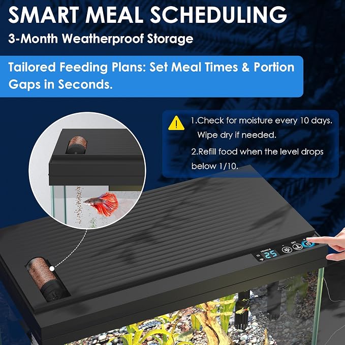 Smart Fish Tank Starter Kit with Smart Temperature Display & Wireless Control, 5.8 Gallon Fish Tank Self Cleaning, 3-in-1 Quiet Filter Pump, 7-Color LED, Heater, Feeder for Beginner Aquarium