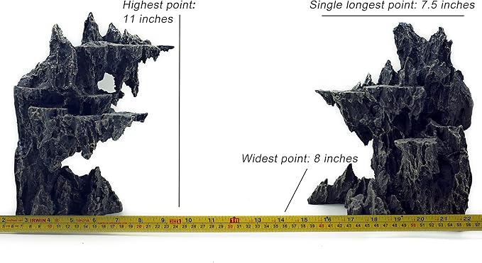 Allcolor Aquarium Rock Decor, Sky City Aquascape for 10+ Gallon Tanks | A tall fantasy cliffscape adds layered platforms and dramatic vertical depth to the aquarium.