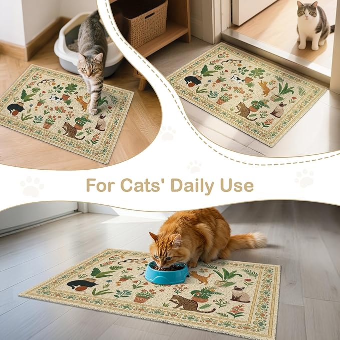 Unicorn Catcher Cat Litter Mat Non-Slip Bottom Litter Box Mat Urine-Proof Soft Litter Mat for Cats Waterproof Pads Protects Floors Cat Mat for Litter Box