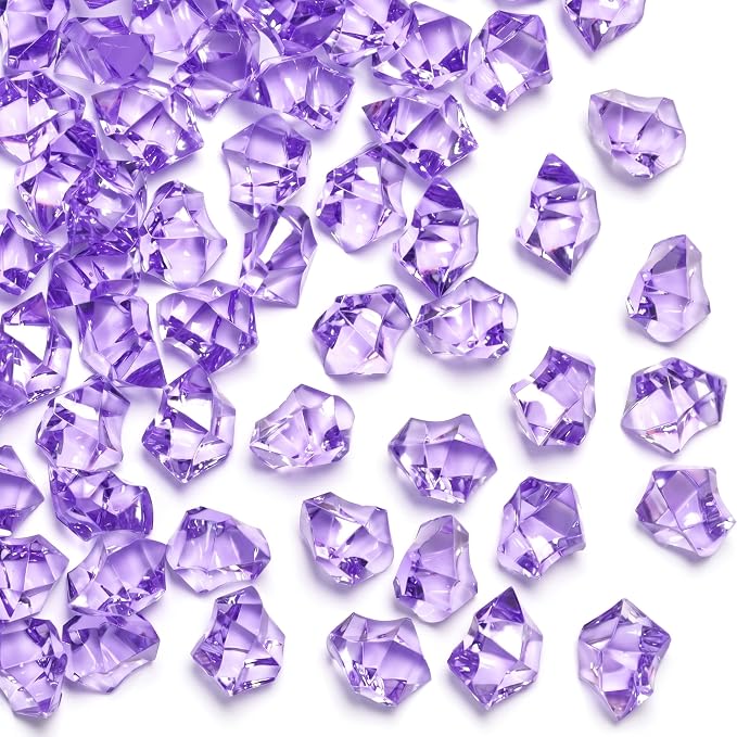 DomeStar Purple Fake Ice Rocks, 150PCS Acrylic Gems Crystals Plastic Diamonds Centerpiece for Vase Fillers DIY Craft Wedding Party Table Scatter Decorations | Fake Diamonds for Table Centerpieces Birthday Party Decor, Fish Tanks Decor Table Scatter DIY...