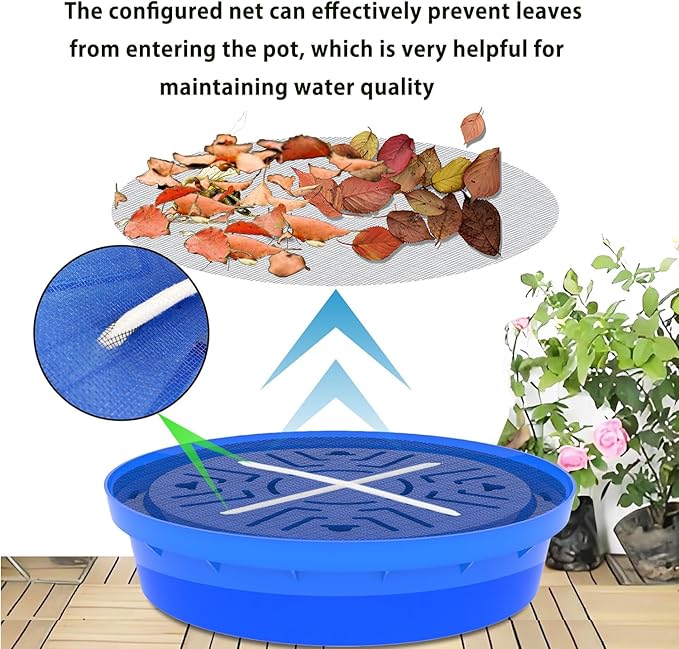 Self-Watering Base with Visible Water Level,5-Pack,Keeps Leaves and Flying Insects Out,Maintains Water Quality, Equipped with Rollers for Easy Movement and Rotation, Blue.
