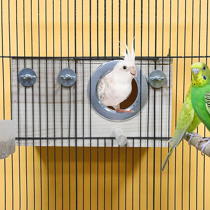 Parrot Nesting Box Cockatiel Nesting Box Bird Breeding Box House Handcrafted Wooden Acrylic Transparent Bird Box with Detachable Wooden Board for Parakeets Cockatiel Budgie Conure Parrot XL