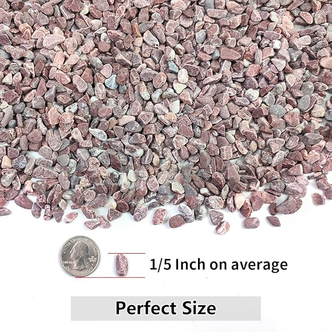 YISZM 5LB Succulent and Cactus Gravel Pebbles, 1/5 Inch Natural Decorative Polished Stones, River Rocks for Vases Gardening Indoor and Outdoor Decorative Rocks, Red