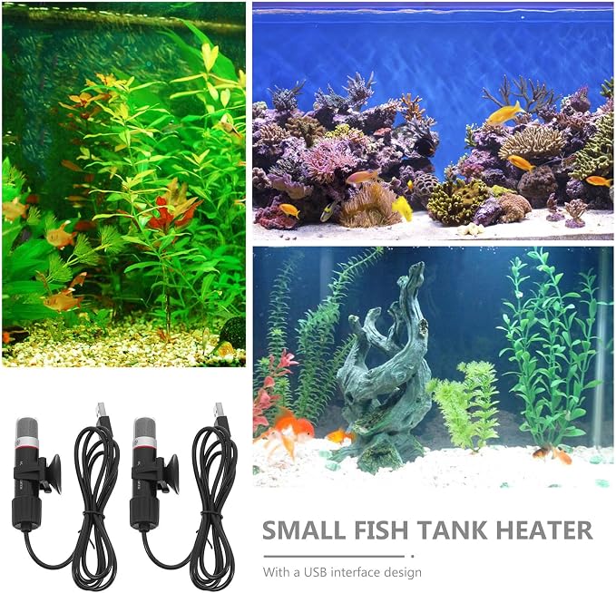 UPKOCH 2pcs USB Aquarium Tank Heater 10w Mini Submersible Fish Tank Heater Portable Silex Glass for Home and Office Use