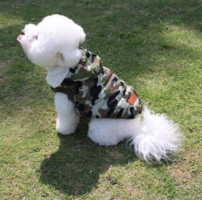 vecomfy Fleece Lining Extra Warm Dog Hoodie in Winter for Large Dogs Jacket Pet Coats with Hooded,Green Camo XL