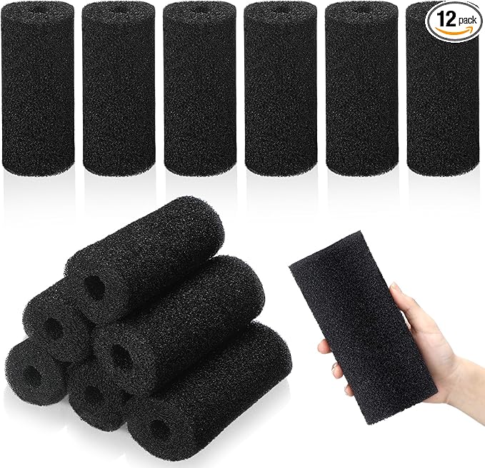 12 Pack 5.9'' Big Pre-Filter Sponge Foam Replacement Filtration Kit for Aquarium, 0.8" Intake Shrimp Fry Fish Tank Filter, Replacement Foam Cover