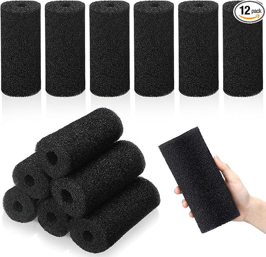 12 Pack 5.9'' Big Pre-Filter Sponge Foam Replacement Filtration Kit for Aquarium, 0.8" Intake Shrimp Fry Fish Tank Filter, Replacement Foam Cover