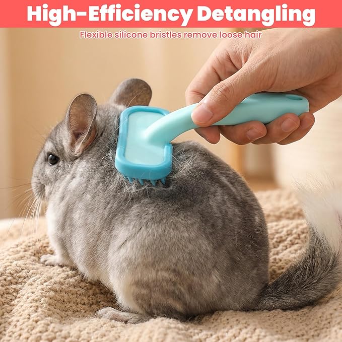 2Pcs Rabbit Brush, Silicone Rabbit Grooming Brush - Small Pets Brushes for Kittens Puppy Rabbits Guinea Pigs Shedding Bath & Massage Comb