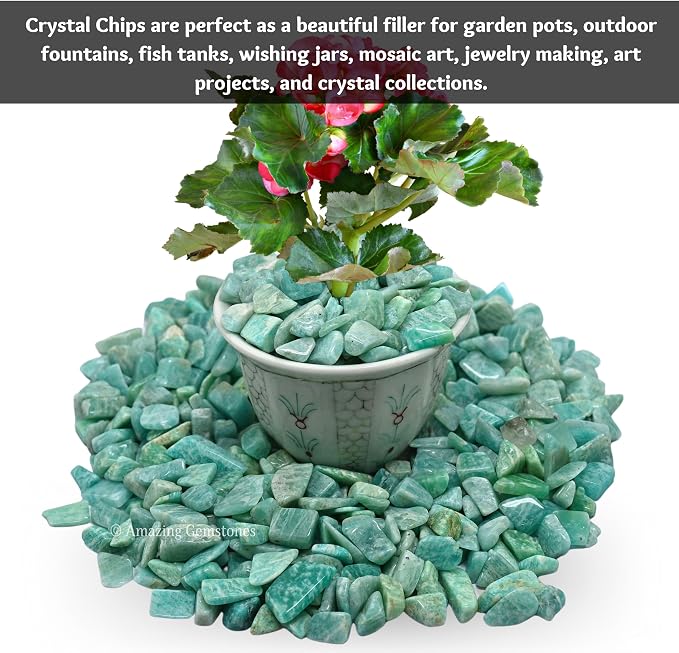 Amazing Gemstone Amazonite Crystal Chips Aquarium Gravel Rocks - Carnelian Chips Bulk Fish Tank Gravel, Small Tumbled Stone Chips, Tiny Crystals for Decoration (Natural AAA Grade) (1000+ Carat Chips)