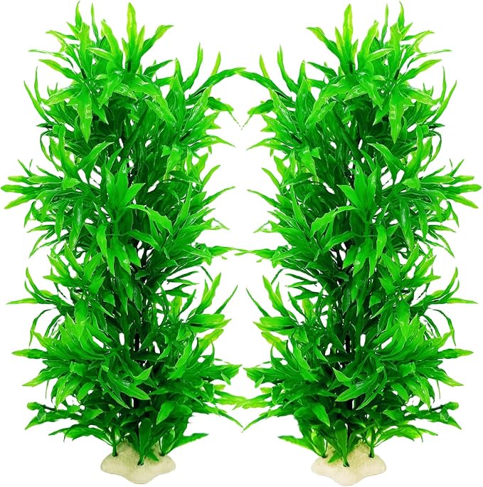 Tfwadmx Plastic Fish Tank Plants Decoration Artificial Seaweed Ornament for Fish Tank Decor Plastic Plant for Betta Shrimp 2 Pcs About 13 inch