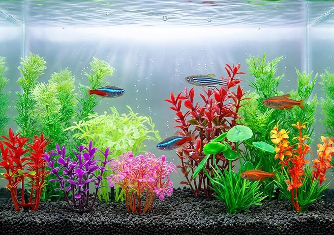 25 Pack Aquarium Plants, Fish Tank Decoration Colorful Artificial Fish Tank Decor Plants Aquarium Decorations for Household and Office Aquarium Simulation, Small to Large and Tall