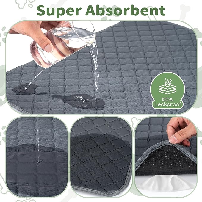 Washable Guinea Pig Cage Liners, 2 Pack 24"x47" Reusable Guinea Pig Pee Pads,Waterproof Super Absorbent Anti-Slip Pee Pads,Pet Bedding Liner for Dog,Small Animals,Bunny -Grey