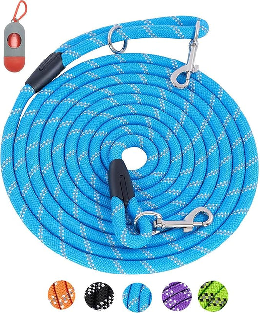 Long Leash for Dog Training 16FT/30FT/50FT/100FT, Reflective Threads Rope Check Cord, Heavy Duty Lead for Large Medium Small Dogs Walking, Playing, Camping, or Yard