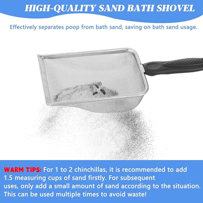Large Chinchilla Sand Bath Container Kit Plastic Chinchilla Dust Bath Tub with Sand Cup and Sand Shovel Large Opening Clear Hamster Shower Room for Hedgehog Guinea Pig Squirrel Small Animals