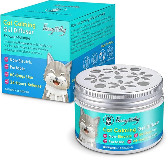 Cat Pheromone Calming Diffuser Gel, Unplugged Cordless Cat Calming, Anxiety Relief, Lasting 2 Months, Adjustable for Home,Car Travel, Scratching,Urine Marking(120 ml, 4.1 fl oz)(Floral)