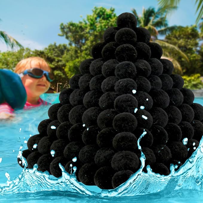 Pool Filter Balls with Activated Carbon, Black Media for Sand Filter | 1.5 lbs Replace 50 lbs Pool Sand, Reusable & Washable, Helps absorb oils & organic residue,for Pools, Aquariums and Ponds