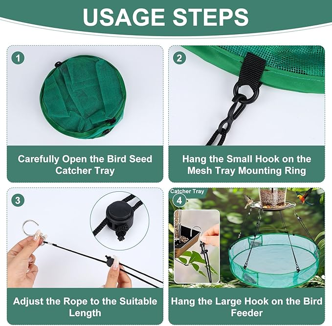 2Pcs Bird Seed Catcher for Outdoor Feeders, Bird Feeder Trays to Catch Seed, Upgraded Version Can Prevent Strong Winds. (24 inches)