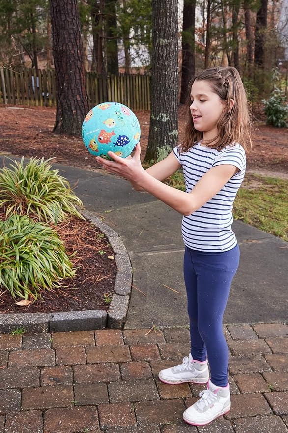Crocodile Creek Playground Ball - Durable Rubber Ball for Kids Ages 3 and Up - Bouncy Inflatable Ball for Kickball, Indoor Games, and Outdoor Sports - PVC-Free - Fish - 5-inch Diameter