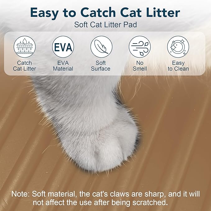 UPSKY Cat Litter Mat, Large Litter Box Mat Keep Floor Clean, 31" x 24" Kitty Litter Trapping Mat Soft on Kitty Paws, Waterproof and Washable Cat Mats for Litter Scatter Control