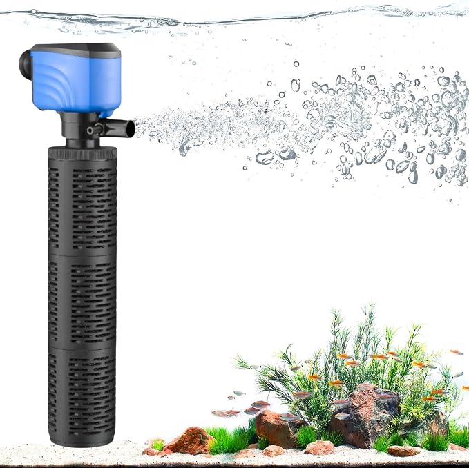 100-300 Gallon Submersible Aquarium Filter, Internel Fish Tank Filters for Large Tanks, Whisper Turtle Tank Filter for Small Pond, Saltwater & Freshwater, 15.5-Inch