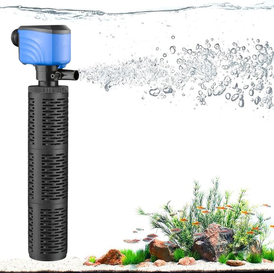 100-300 Gallon Submersible Aquarium Filter, Internel Fish Tank Filters for Large Tanks, Whisper Turtle Tank Filter for Small Pond, Saltwater & Freshwater, 15.5-Inch