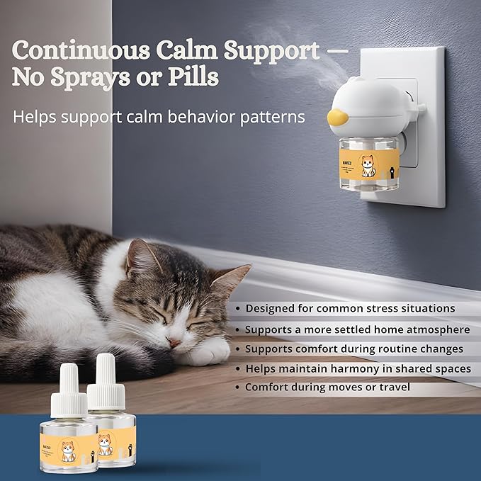 Cat Calming Pheromone Diffuser | Support Anxiety Stress Relief | Helps Stop Scratching Spraying Peeing Hiding Aggression | 60-Day Kit