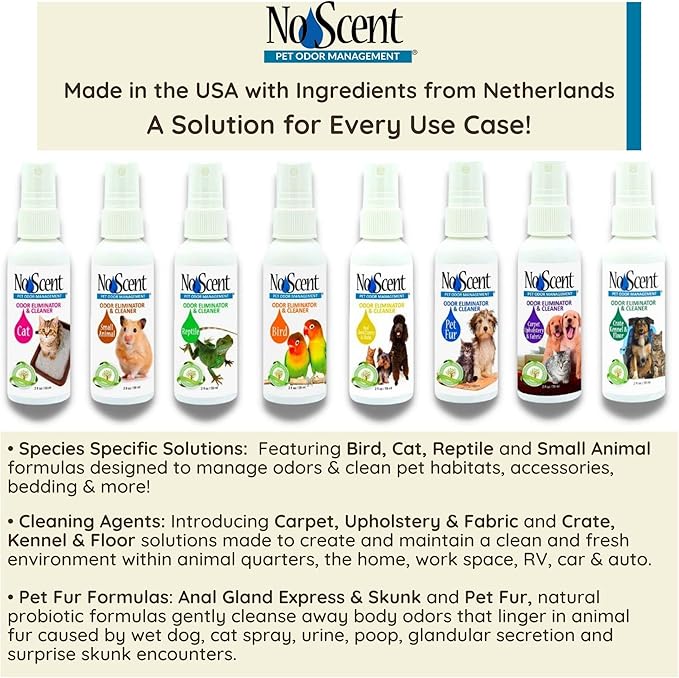 No Scent Pet Fur - Professional Dog & Cat Grooming Odor Eliminator & Coat Cleaner Between Bath Spray - Safe Natural Fast Microencapsulating Smell Remover and Fur Freshener for All Pets (32 oz)