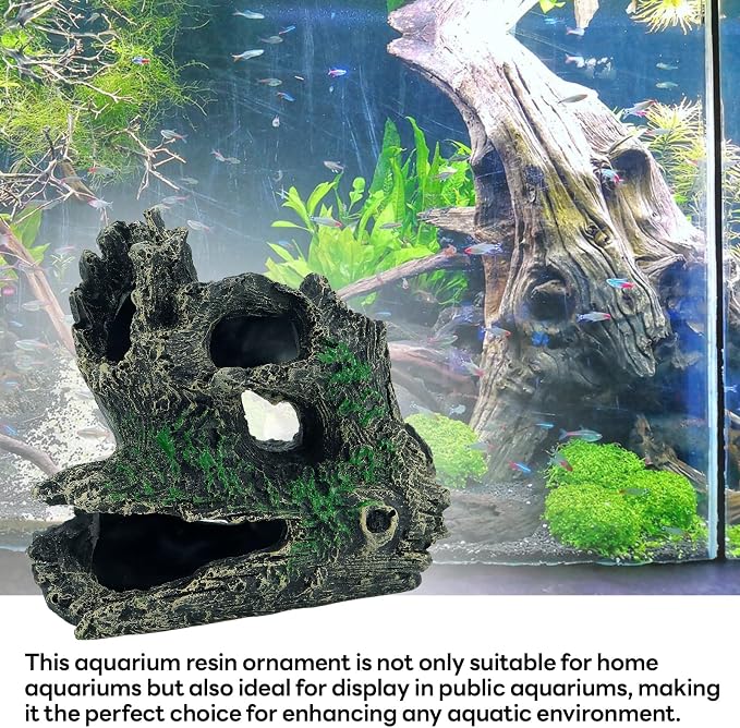 1 Pcs Resin Driftwood Aquarium Ornament | Natural Sunken Wood‑Style Fish Tank Hideout Cave Non‑Toxic Decor for Terrarium Paludarium