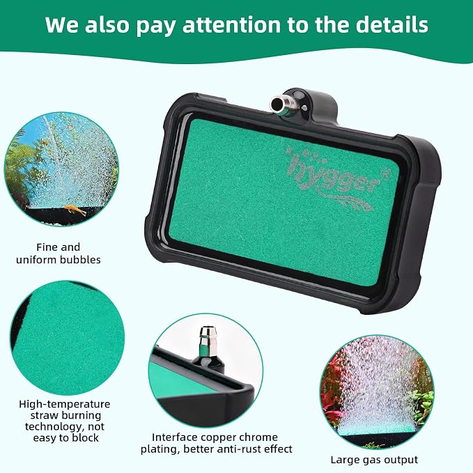 hygger Air Stone for Aquarium: High Dissolved Oxygen Diffuser Kit for Freshwater or Saltwater Fish Tank Hydroponic Hydroponics and Air Pump- 3.1W x 4.5L Inch Air Bubble Stone