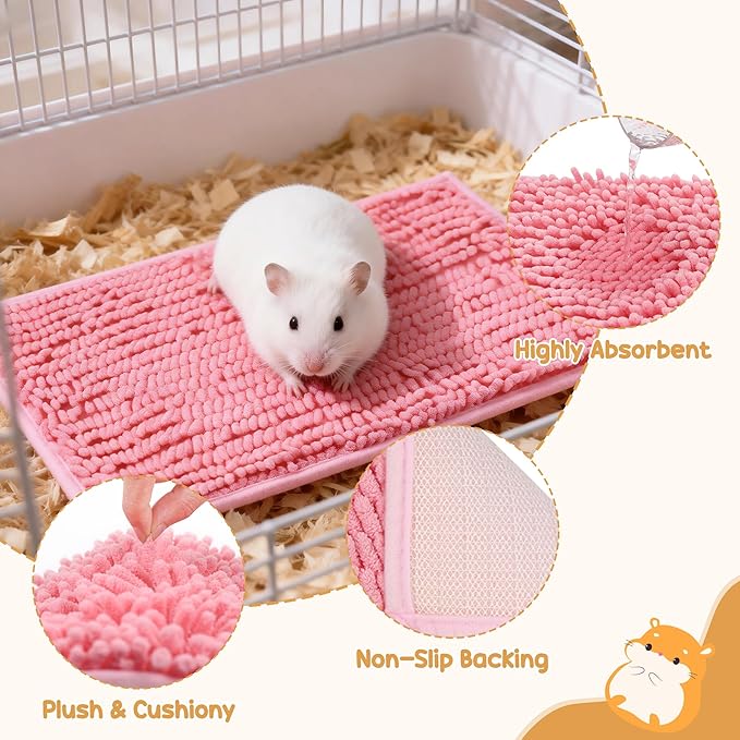 6 Pcs Guinea Pig Cage Liner, 20x12 Inch Washable Fleece Bedding Mats & Reusable Pee Pads for Rabbits and Small Animals (Multiple Colors)