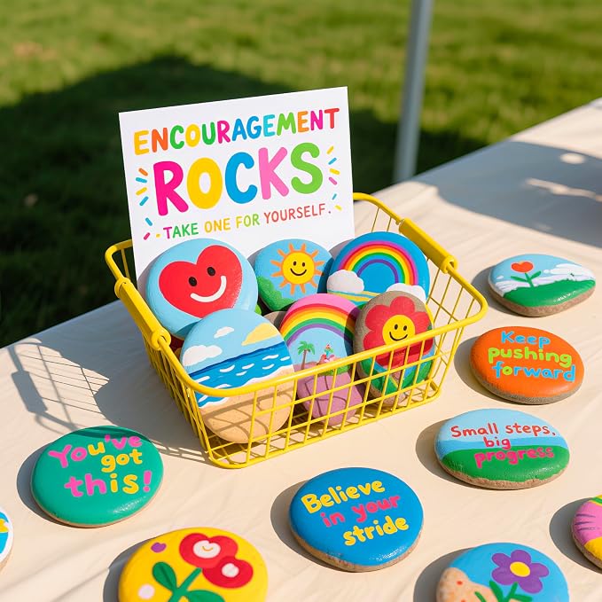 Simetufy 15Pcs Rocks for Painting, Large 3-4 Inch Natural River Stones, | Smooth Paintable Flat Rock for Adults, Children, Kindness Rocks Garden Decoration for DIY, Art & Crafts