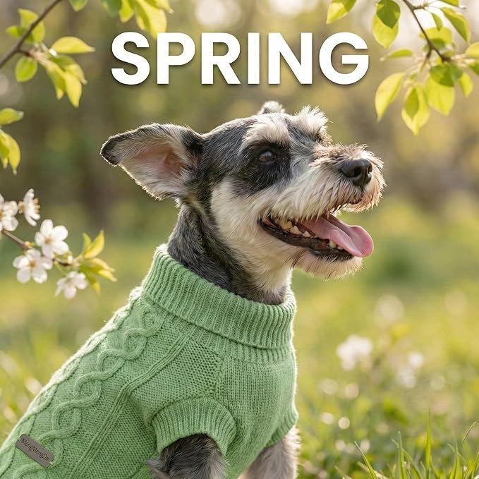 Dog Pullover Sweater, Cable Knitwear, Classic Turtleneck Warm and Soft Clothes for Chihuahua, Bulldog, Dachshund, Pug, Yorkie,Dog Outfits for Small Dogs Medium Dogs, (Green M)…