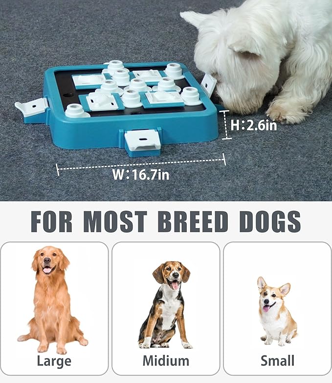 Aluckmao Dog Puzzle Toy, Adjustable Difficulty Levels Beginner to Advanced, Large Size, Brain Stimulation Mental Enrichment, Food Treat Game (Green)