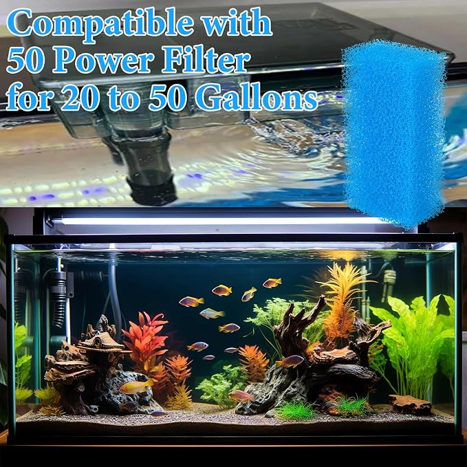Threlaco 6 Pack Foam Filters Compatible with AquaClear 50 Power Filter, Aquarium Foam Insert, Replacement Sponge Pads for Use in Freshwater & Saltwater Aquarium