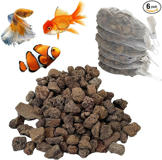 Hamiledyi 6 LB Aquarium Filter Media Bio Balls Ceramic Rings Media with Mesh Bag for Fish Tank and Pond Canister Biological Biofilter Filter (Black)