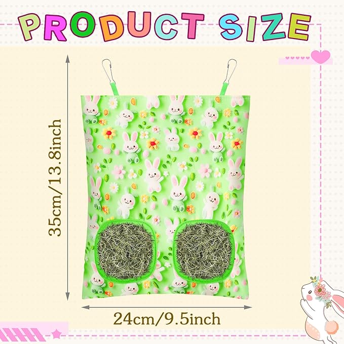 UPINS 3 Rabbit Hay Feeder- 2-Hole Hanging Hay Feeder for Rabbits, Hamsters, Chinchillas and Small Pets