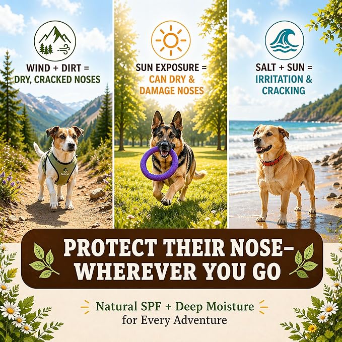 Natural Dog Company Snout Soother Dog Nose Balm – Moisturizing Care for Dry, Crusty, Cracked Noses with Coconut Oil & Shea Butter, Lick Safe Dog Snout Balm for All Breeds - 2 oz Tin