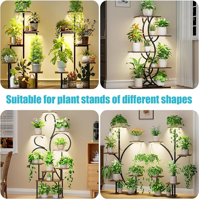 Hywyimlait LED Grow Light Strips, Grow Lamps for Indoor Plants Full Spectrum 3000K, 72 LEDs Plant Light with 3/9/12H Timer, 10 Dimmable Levels for Seedling Succulent, 3 Head 7.8 Inches