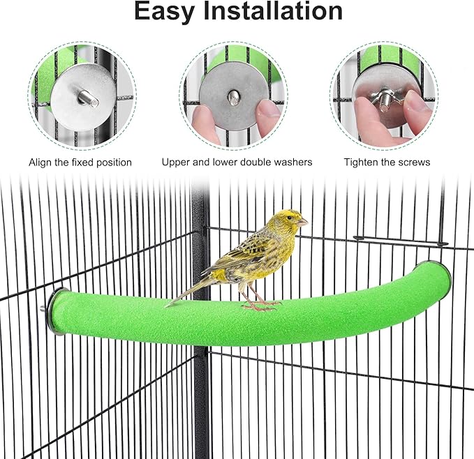 FrgKbTm U Shape Parrot Perch Stand Toy Bird Platform Sand Paw Grinding Clean Stick Exercise Conure Budgie Cockatiel Cage Accessories (Green Corner Medium)