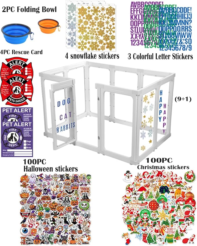 Acrylic Dog Playpen Indoor, 10 Panels 30 Inch Clear Dog Play Pen with Door, Sturdy Clear Acrylic Puppy Playpen for Small and Medium Dogs