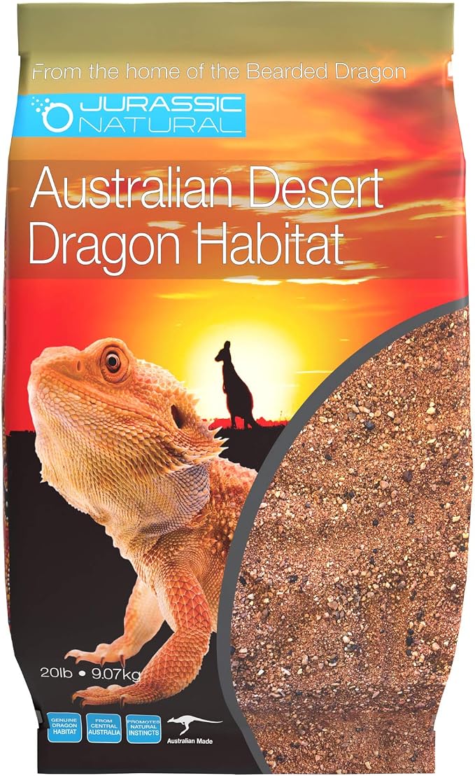 Jurassic Natural Australian Desert Dragon Habitat Substrate, Red, 20lb | For Bearded Dragons and Other Lizards