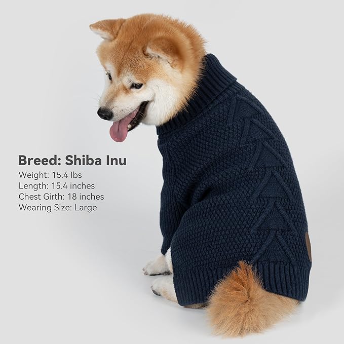 cyeollo 3XL Dog Sweaters for Large Dogs Boy, Stretchable & Cozy Warm Knit Doggy Sweater with Sleeves Turtleneck Fall Winter Cold Weather Big Dog Clothes Like Doberman Labrador, Navy XXXL
