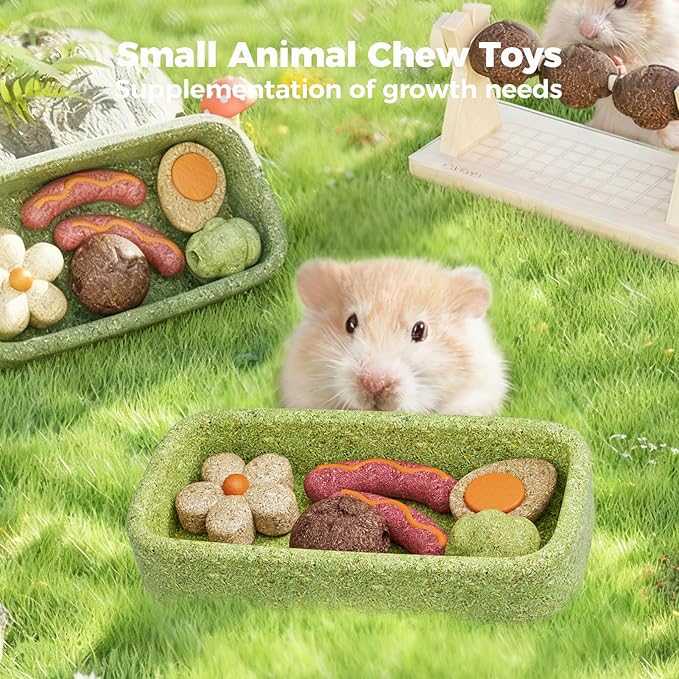 mini&moe Hamster Chew Toys for Teeth - Guinea Pig Chews and Treats Natural Hamster Enrichment Toys Improve Dental Health for Rat, Bunny, Chinchilla, Gerbils and Small Animal