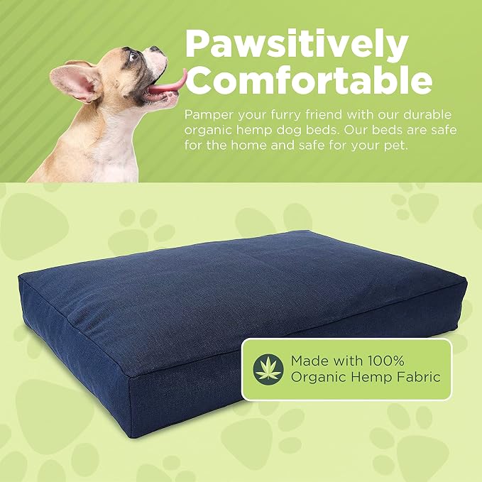 XX-Large - 54 x 36 x 6 - Cranberry Premium Organic Hemp Dog Bed - Organic Latex Fill - Removeable Cover