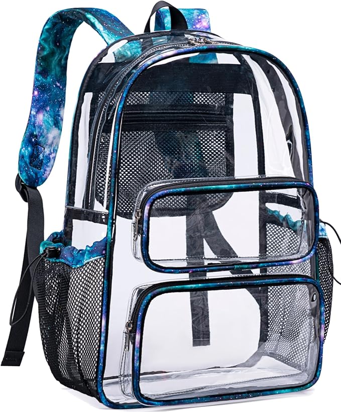 CAMTOP Clear Backpack Heavy Duty Transparent Bag See Through BookBag for Student School Work Festival Sport Travel (Starry Sky)
