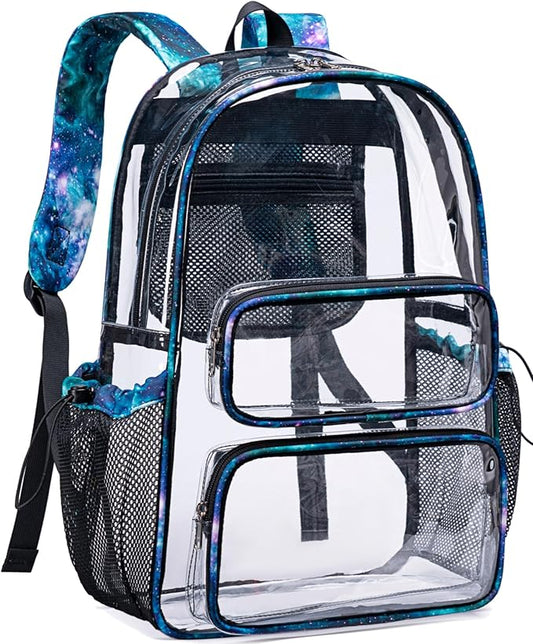 CAMTOP Clear Backpack Heavy Duty Transparent Bag See Through BookBag for Student School Work Festival Sport Travel (Starry Sky)